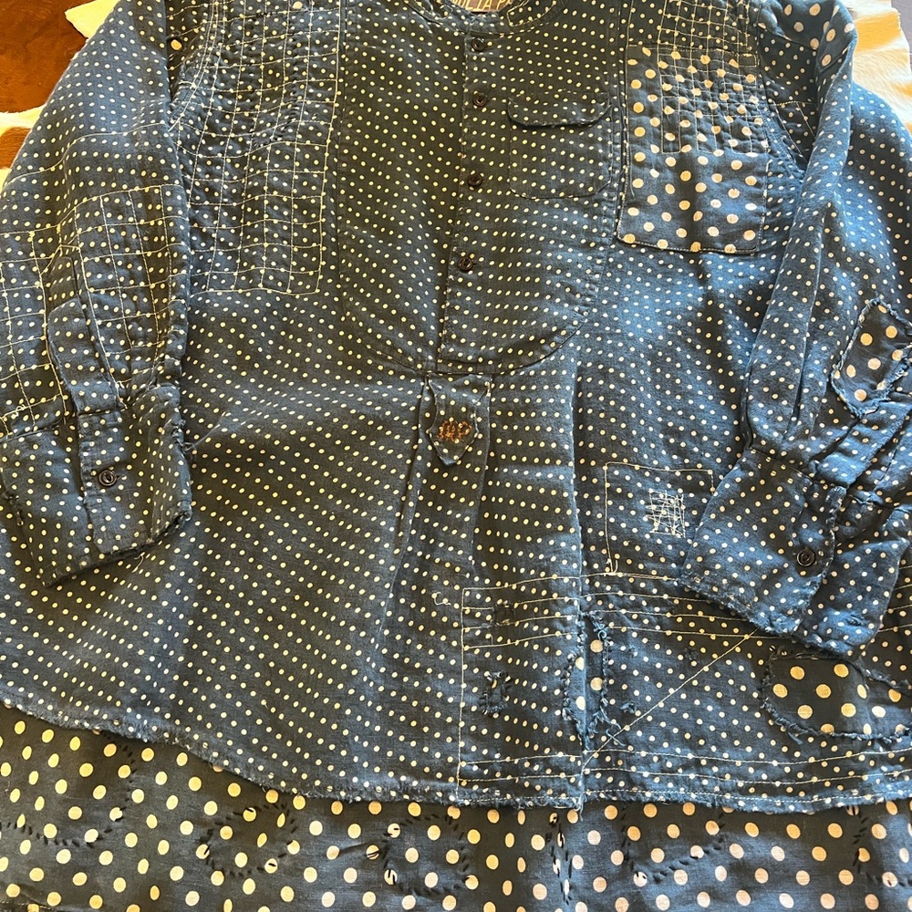 Magnolia Pearl Navy Polka Dot Button-Front Shirt